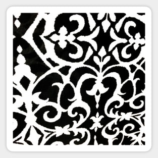 1980s elegant vintage floral black and white damask Magnet